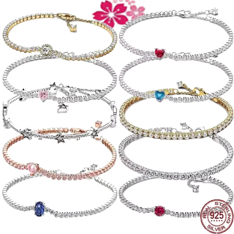 

Высококачественное серебро 925, изысканный женский теннисный модный браслет, мужские и женские праздничные ювелирные изделия-сюрприз