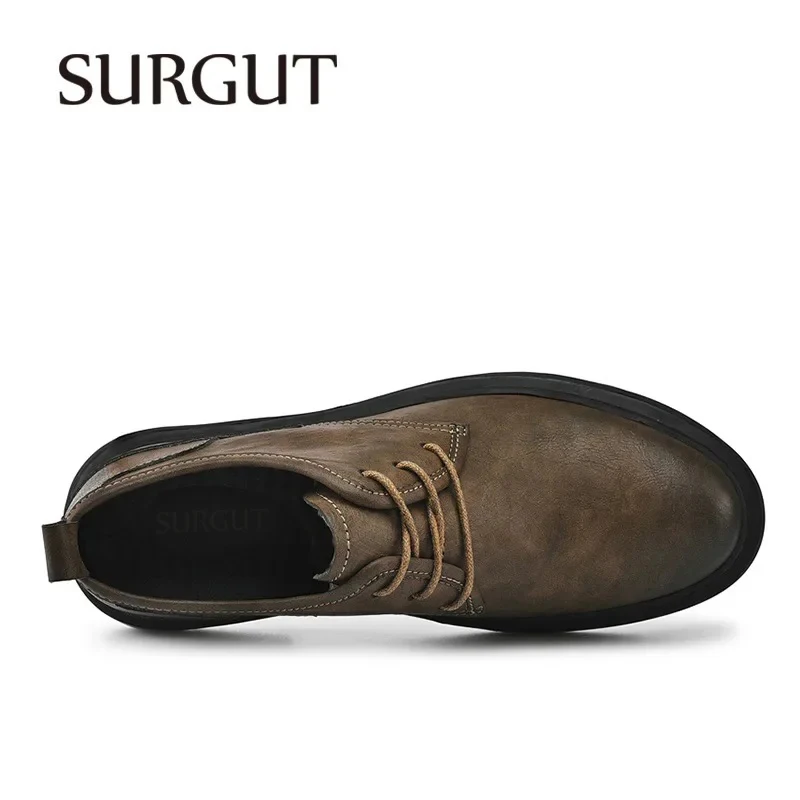 SURGUT New Genuine Leather Men Shoes Bussiness Working Flats High Quality Causal Soft Daily Comfort Male Footwear Shoes Men