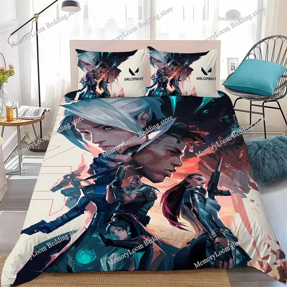 Game Duvet Cover Set Home Style Bedding Soft Laundry Cotton Bed V-Valorant-Cool Four Seasons Student Dormitory Home Textile741