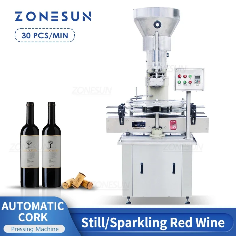 ZONESUN ZS-DSJ2 Automatic Cork Pressing Machine With nitrogen filler Automatic Feeding Cork Production Line