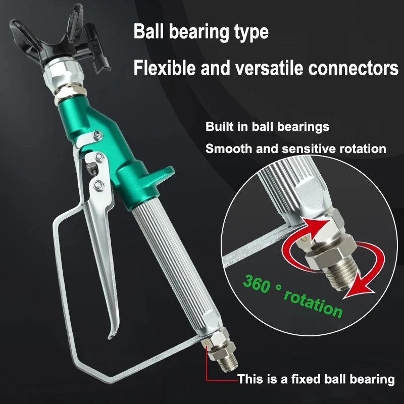 Airless Paint Spray Gun Inline Celling Spray High Pressure 3600 PSI 517 TIP Ball bearings 360 degrees Swivel Joint