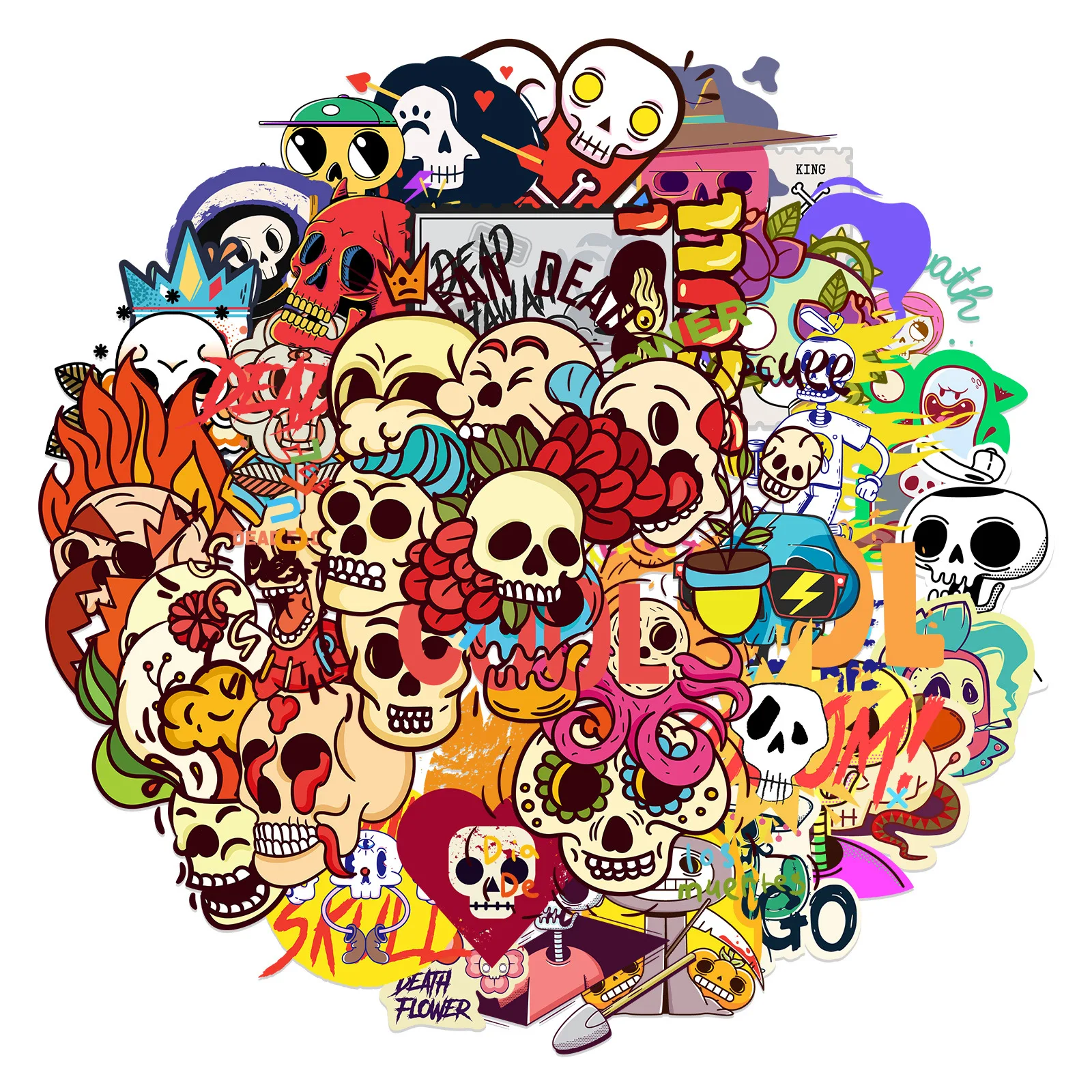 

46Pcs Horror Skeleton Halloween Stickers Cartoon Graffiti Phone Bike Diary Guitar Helmet Wall Car Kawaii Sticker Kids Toys