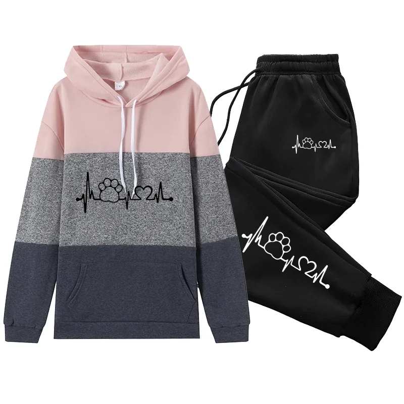 

Женский спортивный костюм, спортивный цветной блок, женский повседневный цельный свитшот и спортивные штаны для бега, пуловеры, повседневные толстовки в тон