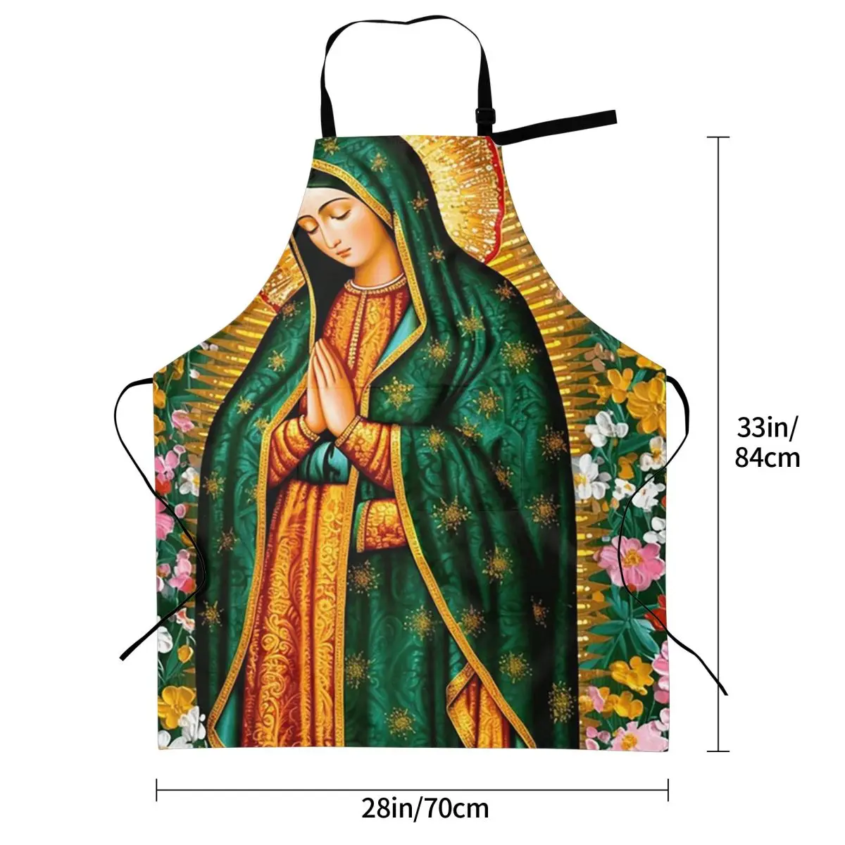 سيدة غوادالوبي مريم العذراء مآزر المكسيكية الشيف الخبز Tablier أكمام مريلة المطبخ بينافور للنساء الرجال البستنة #3