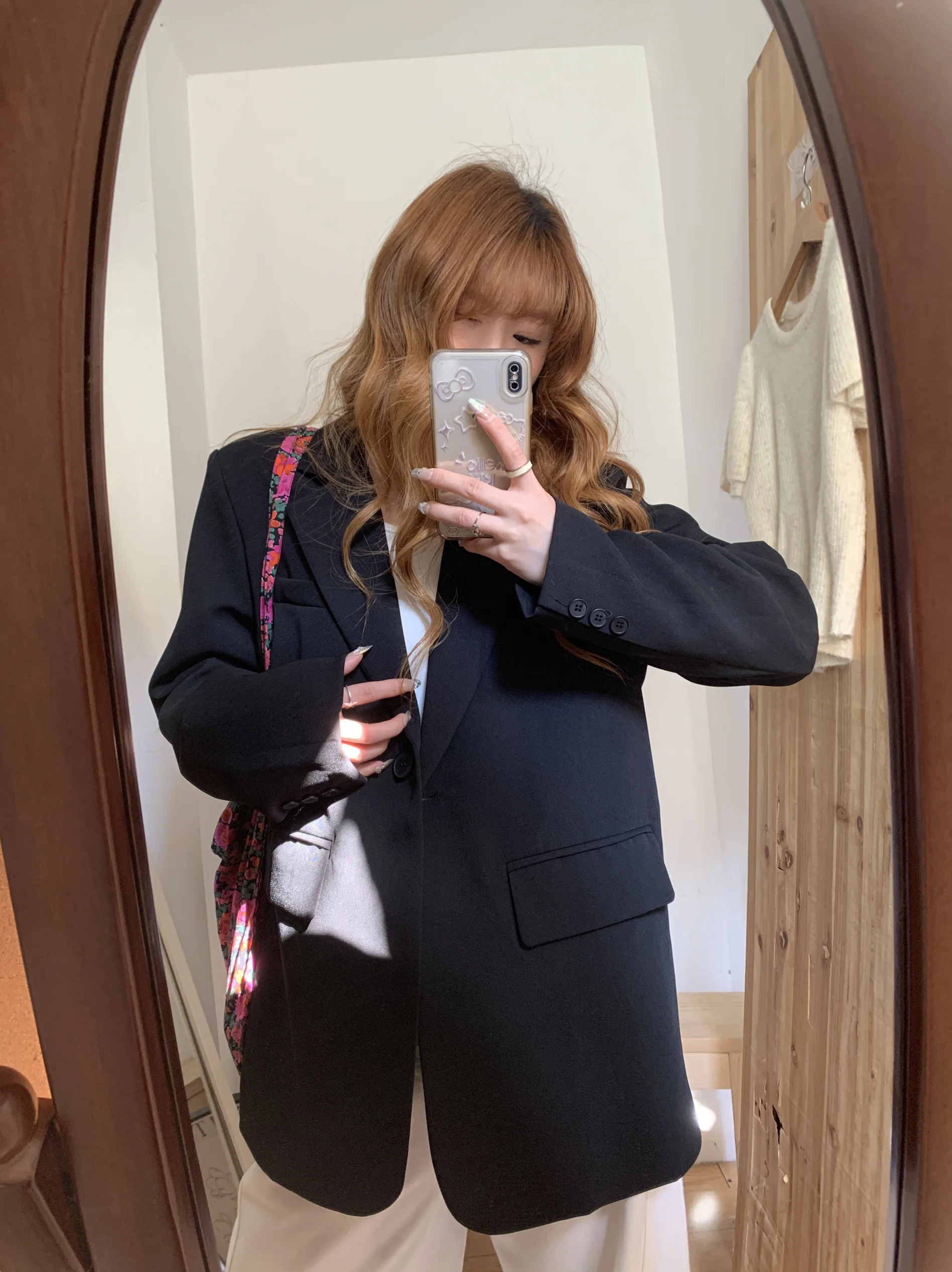 

Повседневный черный женский пиджак свободного кроя с длинным рукавом, новинка весны 2026, утепленный, в повседневном стиле, на одной пуговице