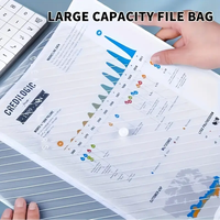 10 Pieces A4 Twill Waterproof Snap Buckles Large Capacity Office Materials Student Test Paper Bags Transparent File Bags