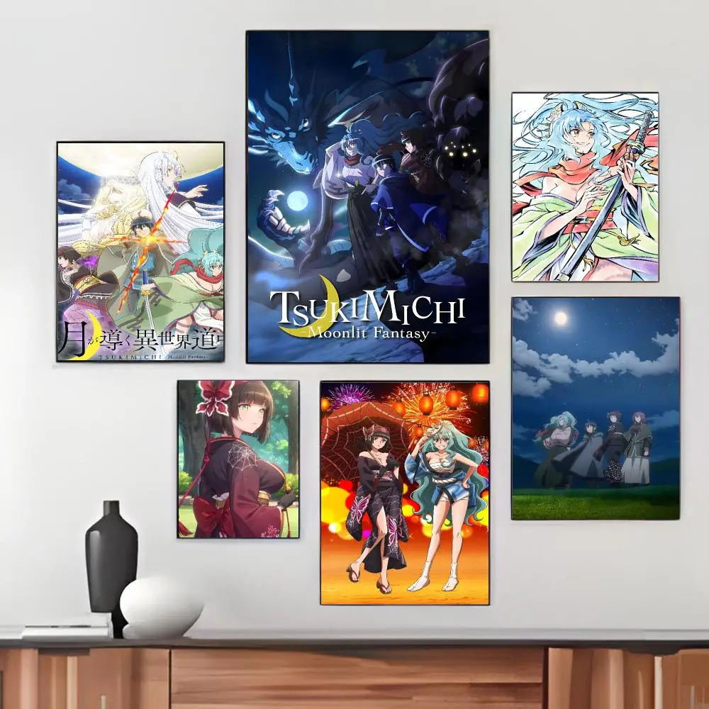 Japanese Fantasy Anime T-Tsukimichi Poster Pegatina artistica HD autoadhesiva impermeable para salon dormitorio