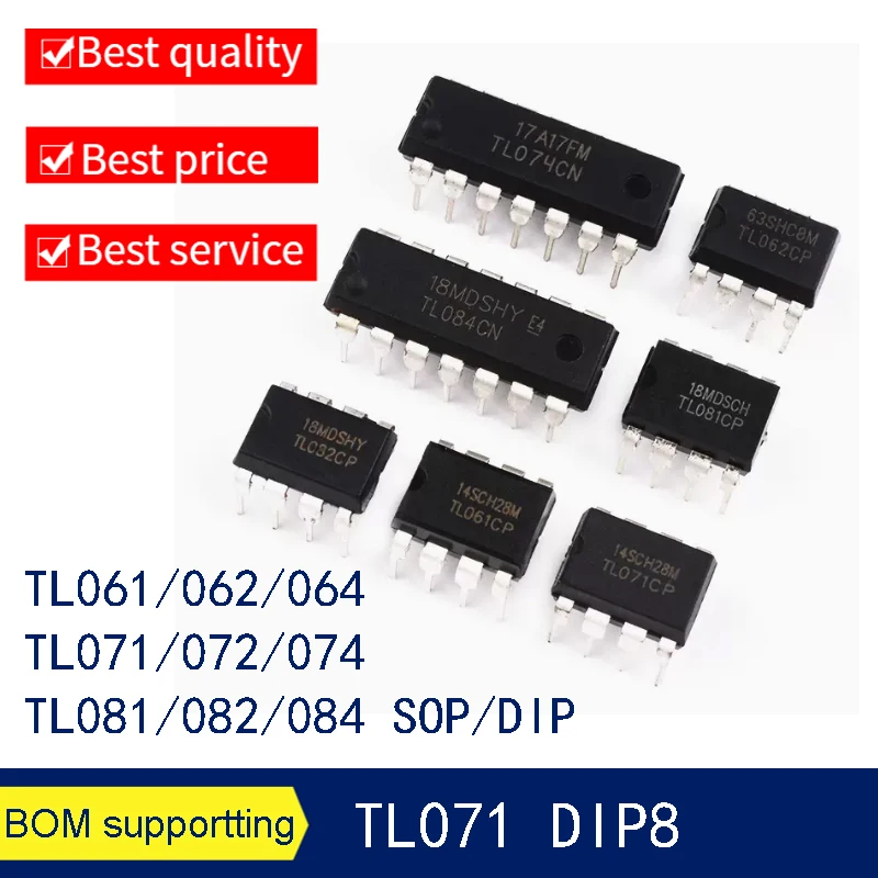 10PCS TL061CP CN TL062C TL064 TL071 TL072 TL074 TL081 TL082 TL084 DIP8  Large Chip IC