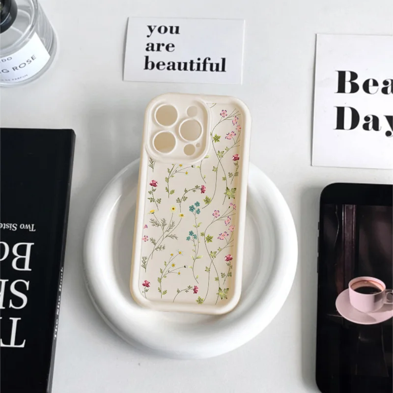 Flor silicone caso de telefone para iphone 16 caso iphone 16 pro max 13 15 14 12 16 11 xs xr x 7 8 plus se 2022 à prova de choque capa macia