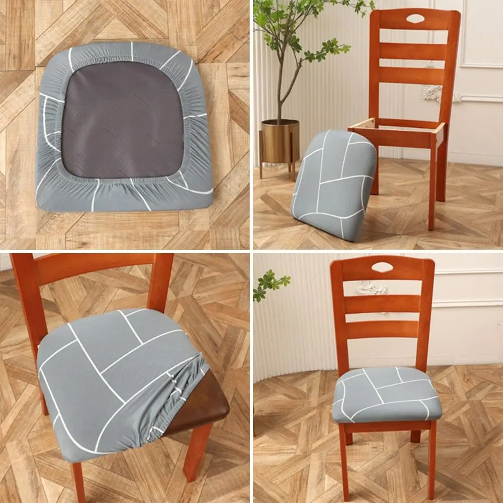 Anti-Dirty Elastic Chair Cover Dustproof Washable Dining Room Cushion Covers Removable Fashion Printed Chair Seat Slipcovers