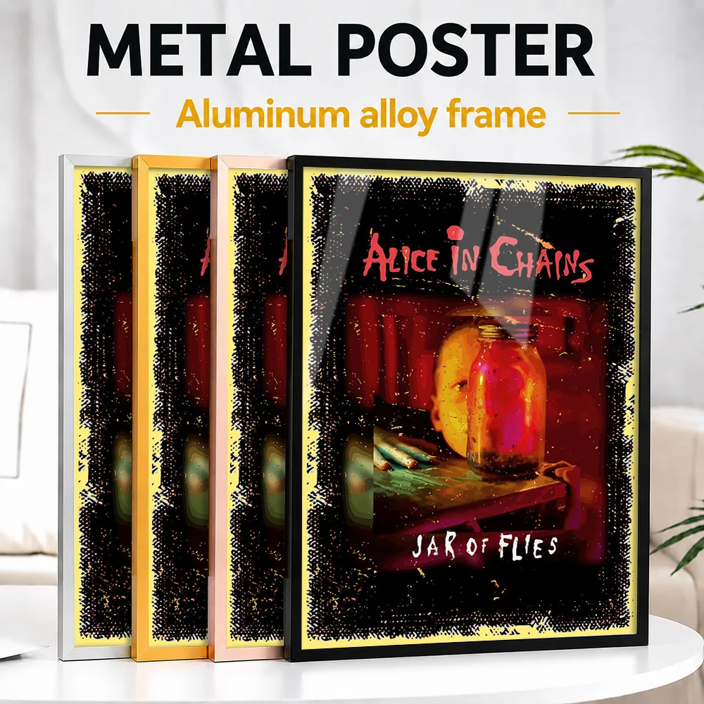 Vintage Alice In Chains - Jar Of Flies Framed Metal Print Personalized Photo Warm Heritage Style Wall Art For Recording Studio