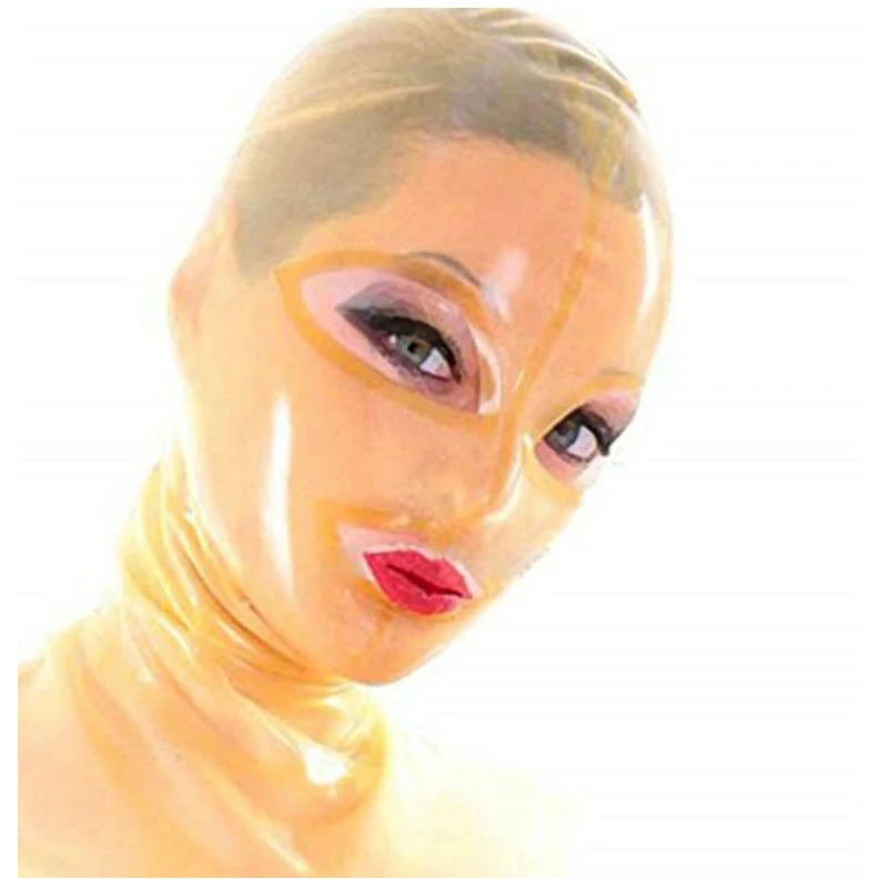 Hot Transparent Latex Hood Back Zipper Rubber Mask Sexy Fetish Custom Made Headgear Cosplay Halloween Costumes for Women