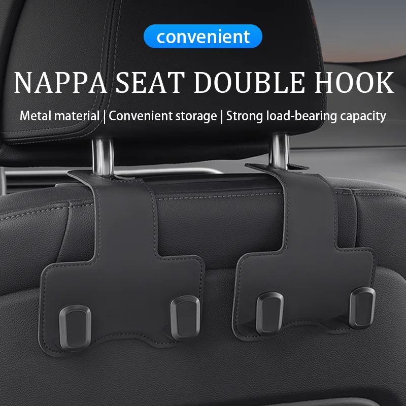 

Car Seat Back Hook Set Multi Functional Support Car Storage Durable Hook Universal Fit Nappa Leather Auto Interior Accessories