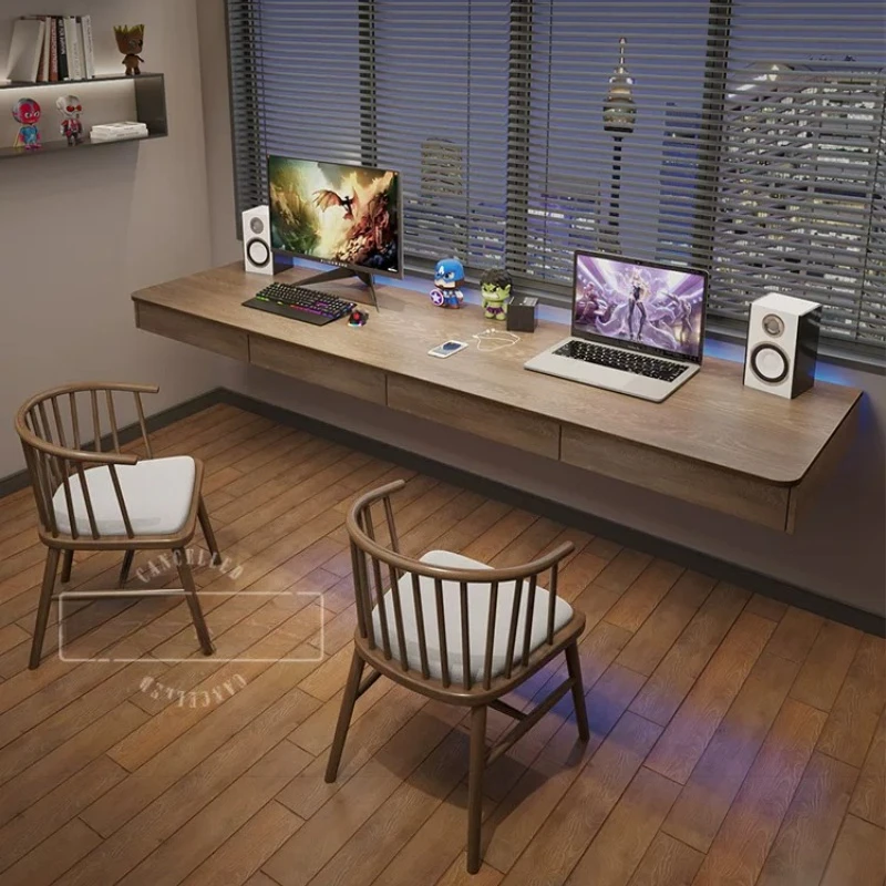 Nordic Solid Wood Floating Desk Modern Simple Wall-mounted Computer Table Study Bedroom Living Room Furniture Tavolo FYFD view 4