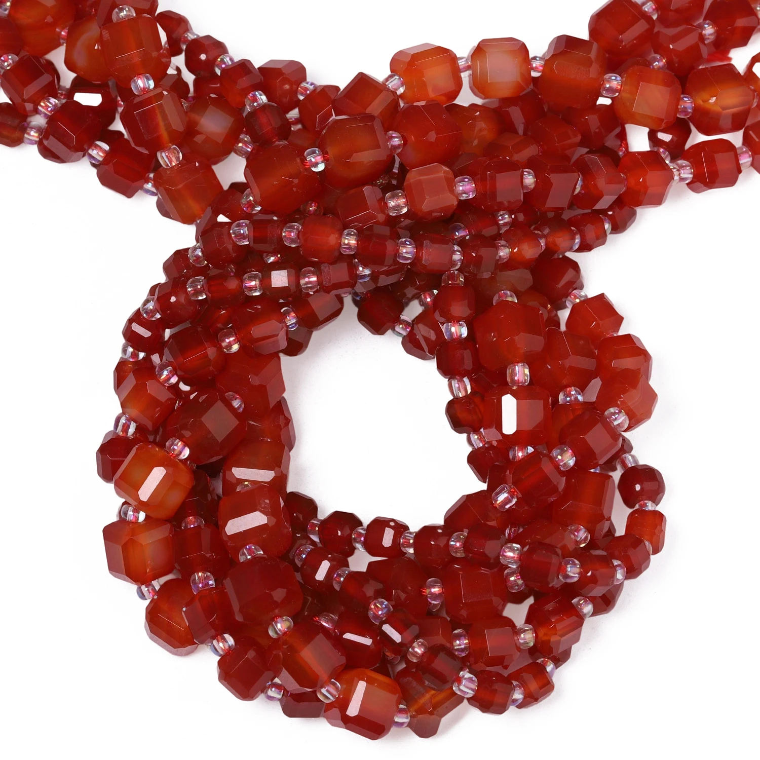 5.5-10mm A+ Faceted Cube Natural Stone Red Carnelian Beads Square Spacer Beads for Jewelry Making DIY Bracelets Accessories