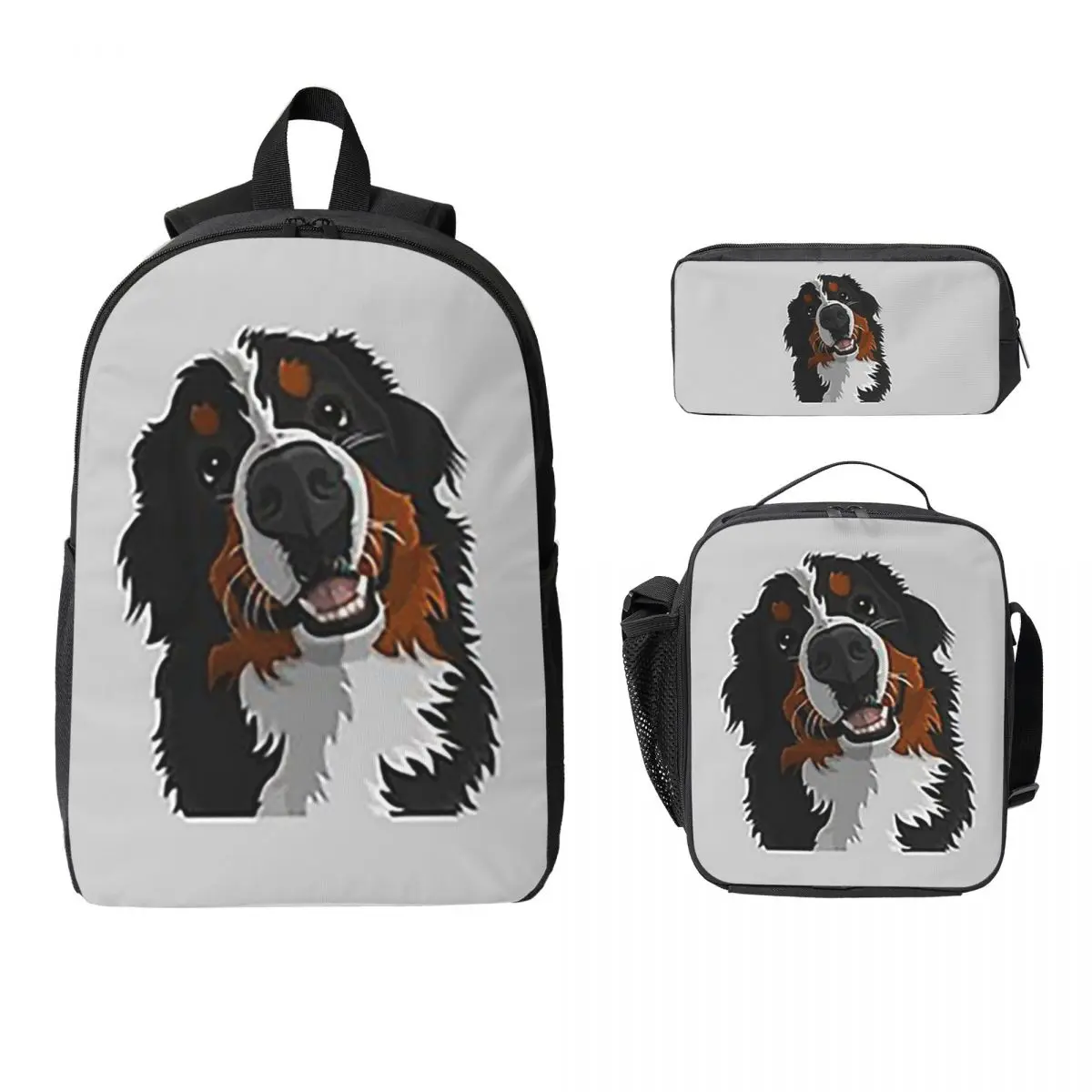 

Bernese Mountain Dog Backpack Student Boys Girls BookBag School Bag Computer Shoulder Bags 3ps Insulated Lunch Bag Pencil Case