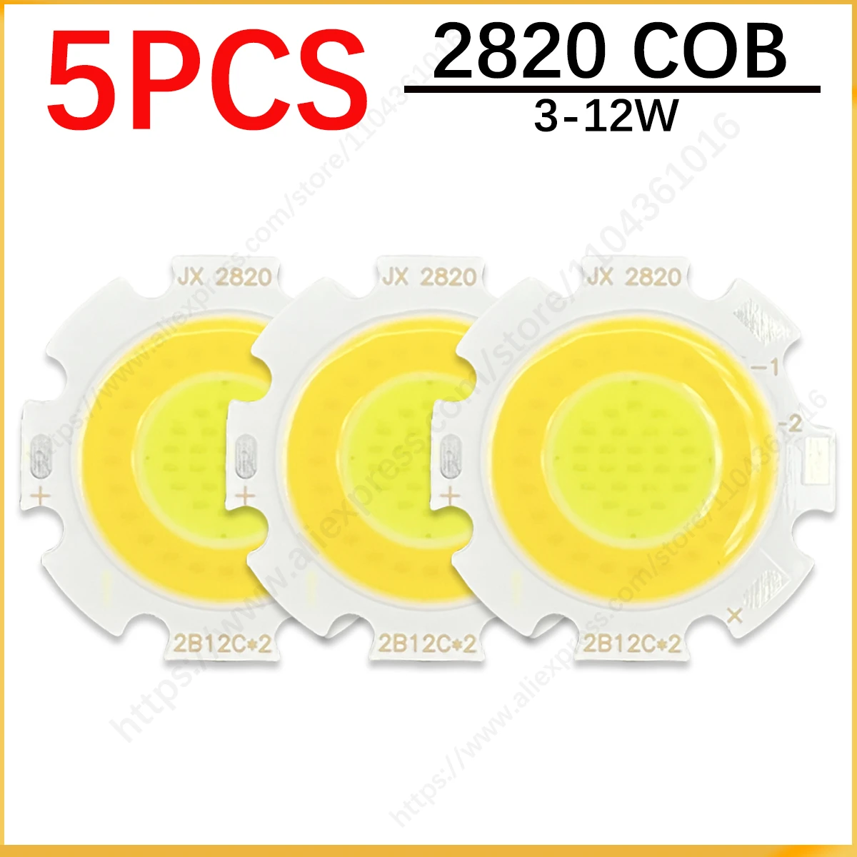 

5 шт. двухцветных светодиодных чипов COB 3W 5W 7W 10W 12W 2820 мм 6000K 4500K 3000K для DIY-светильников, точечных светильников, ламп для дома и освещения