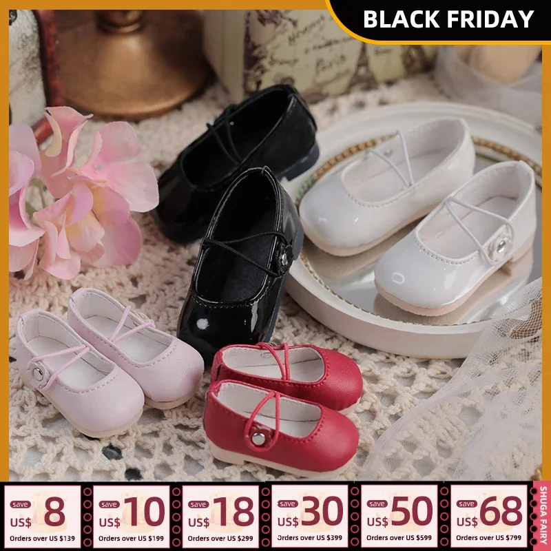 Bjd Shoes 1/4 1/6 Fashion Square Toed Mary Jane Doll Shoe Accessories Black White Red Pink Four Colors Are Available