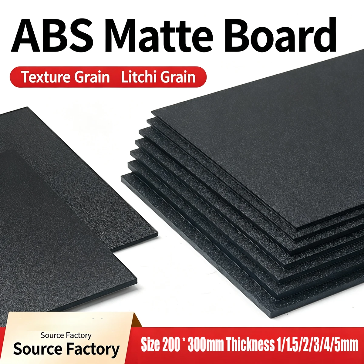 1pcs ABS Plastic Black Frosted Model Sheet Coarse Texture - Fine Frosted 1mm/1.5/2/3/4mm/5mm Thick for Craft Projects DIY Cospla