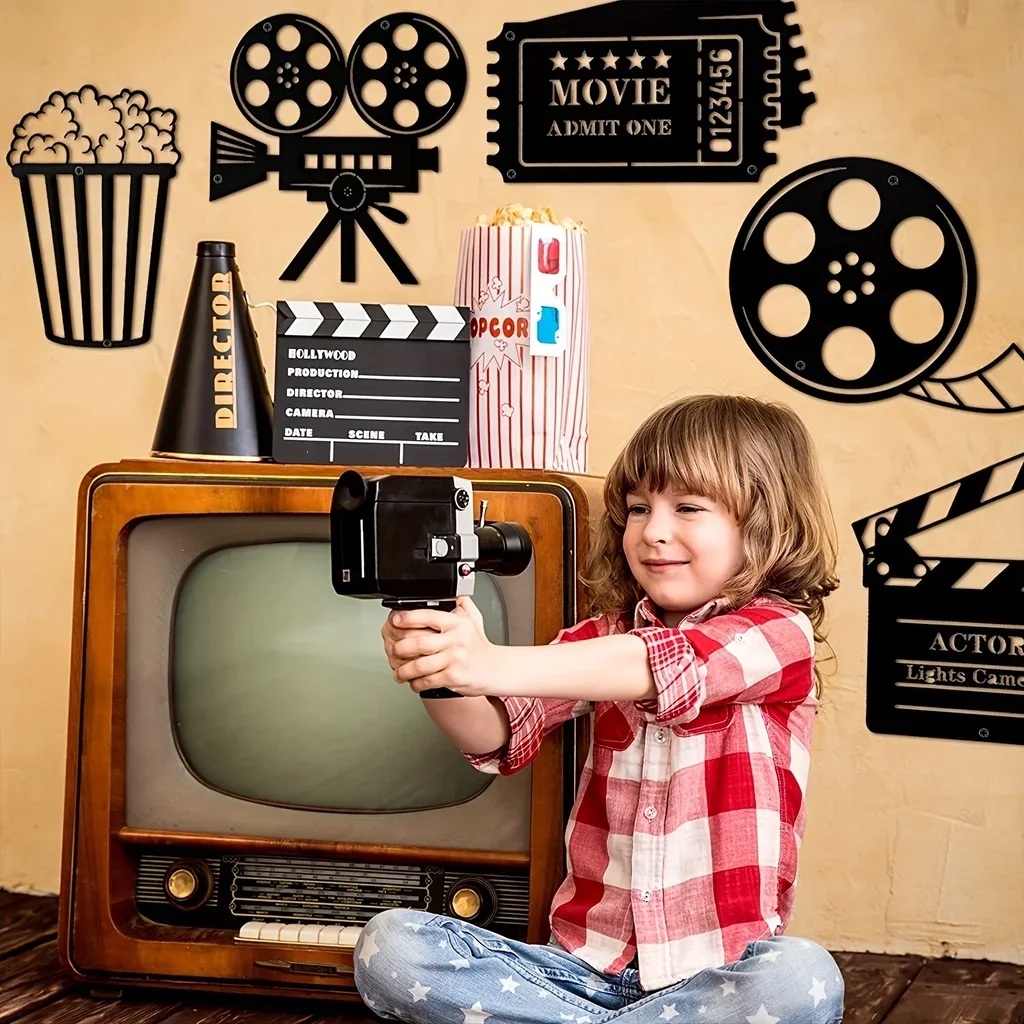 Movie Theater Decor, Movie Theater Room Decor, Cinema Wall Art Metal Movie Reel Wall Sign, Cinema Movie Film Artwork