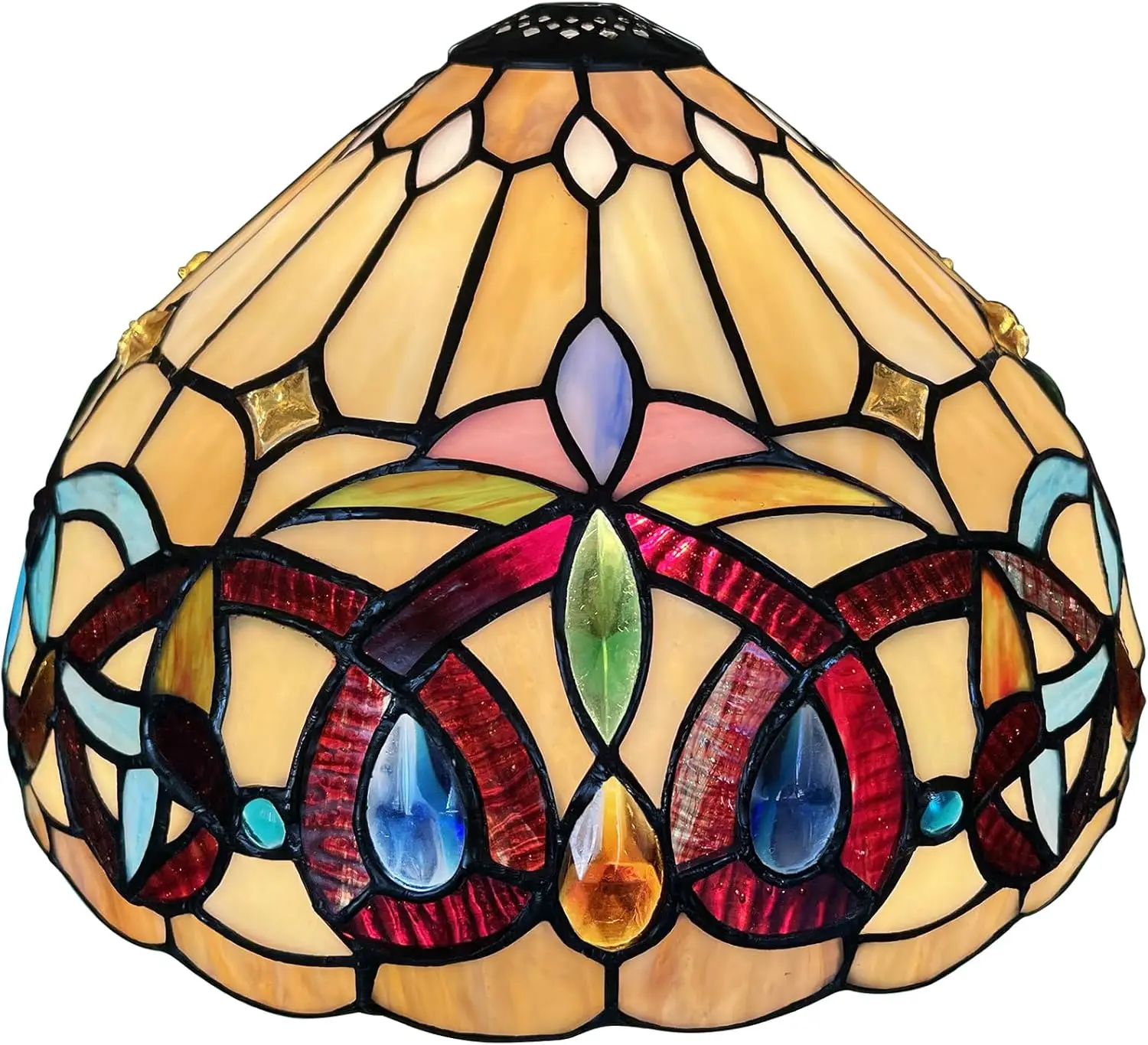 

Tiffany Lamp Shade 12 Inches Wide Accessories Replacement Cream Brown Style Stained Glass Lampshade for Table Lamp