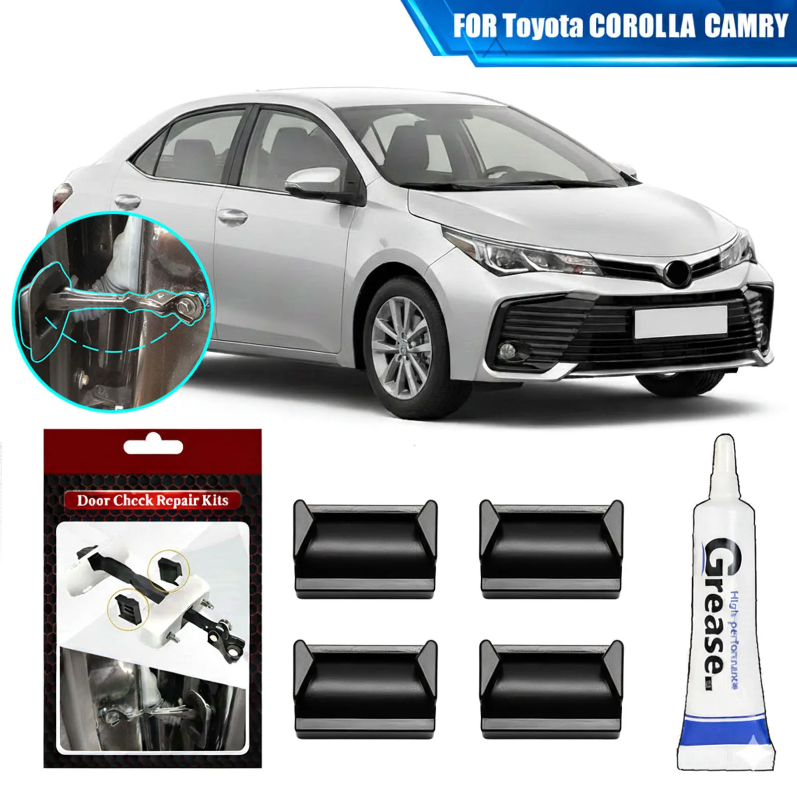 4pcs Car Door Check Strap Stopper Repair Kit For Toyota Camry Corolla Avensis Auris Altezza 4Runner Check Assy Limiter Arm Jam