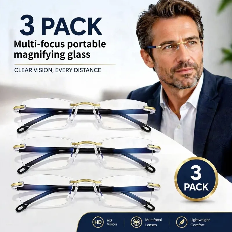 3PCS Frameless Portable Reading Glasses Set, Suitable for Reading and Computer Use - for Reading, Sewing