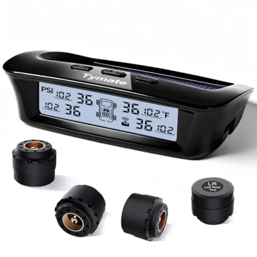 

RV Tire Pressure Monitoring System - M12-3 Tire Pressure Monitor System 0-87 PSI with Solar Charge 5 Alarm Modes Auto Sleep Mod