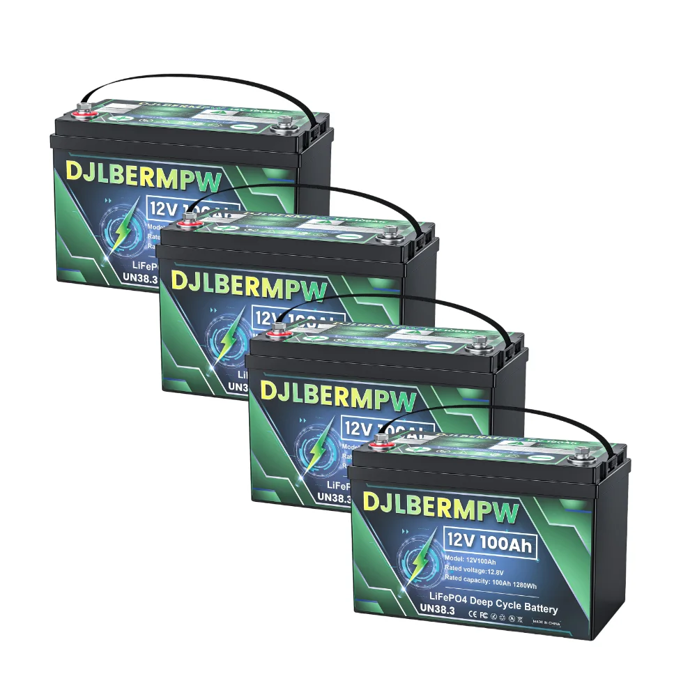 

DJLBERMPW 4 Packs LiFePO4 Battery 12-48V 100Ah Solar System Home Lithium Iron Phosphate Batteries for RV Golf Carts