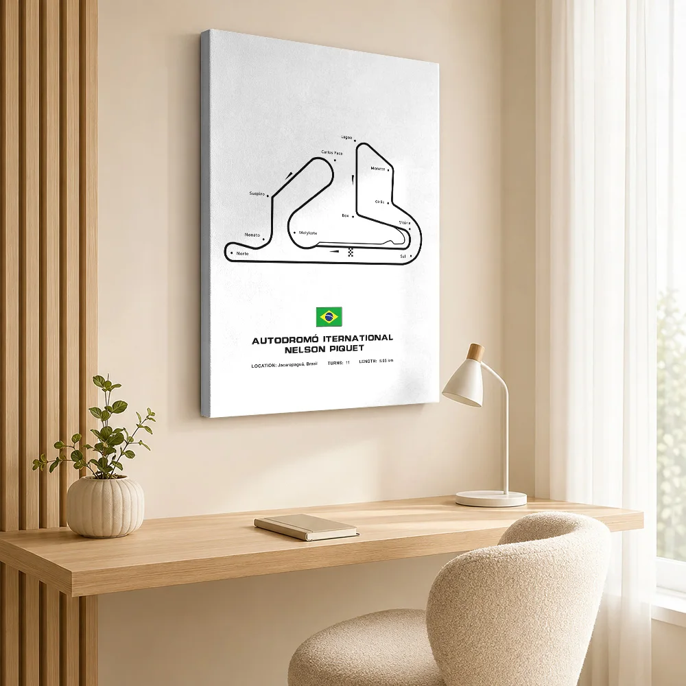 Nelson Piquet Circuit Canvas Poster Personalized Modern Aesthetic Wall Art for Dining Room Home Decoration Gift for Collectors