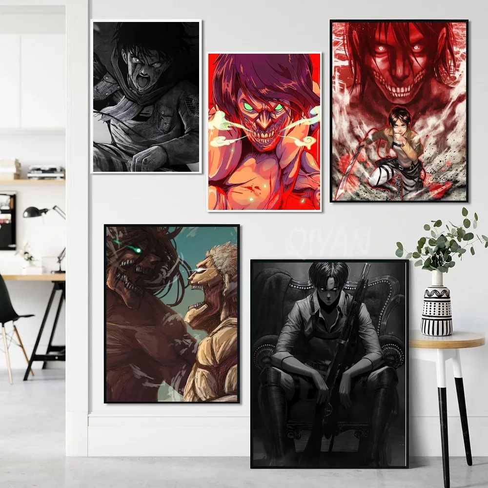 Japan Anime Attack On Titan Eren Jaeger Poster Paper Print Home Living Room Bedroom Entrance Bar Cafe Art Painting Decoration