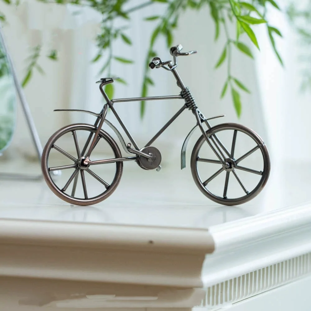 Iron Art Mini Bicycle Model Tourism Nostalgia Crafts Retro Living Room Entrance Office Desktop Decoration Decorative Figurines