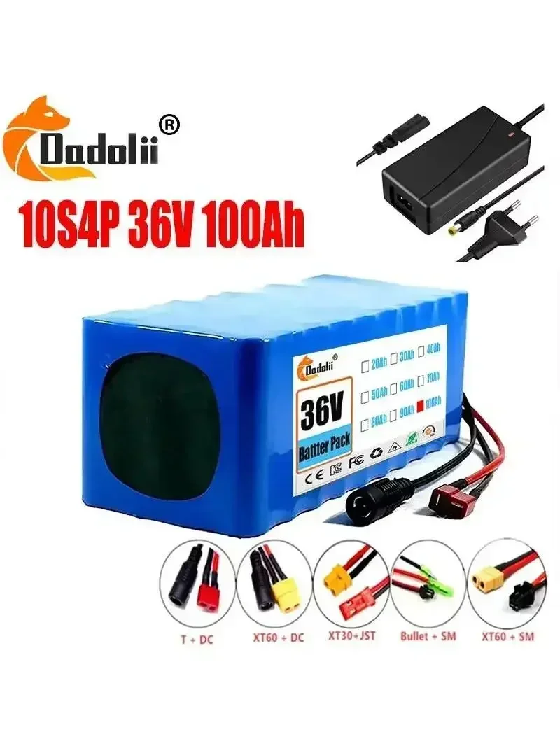 

High-capacity 36V 10S4P 100Ah 18650 Battery Pack with 42V750W 1000W Power for Ebike Electric Car Bicycle Scooter Belt 30A BMS