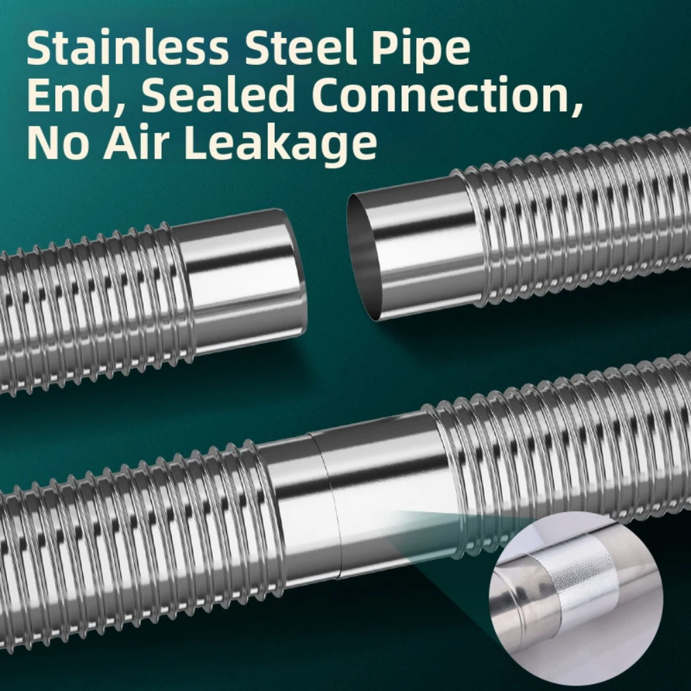 6x100CM Flexible Stainless Steel for exhaust Pipe for Smokehouses and Fireplace Accessories Designed for Secure Leak Prevention
