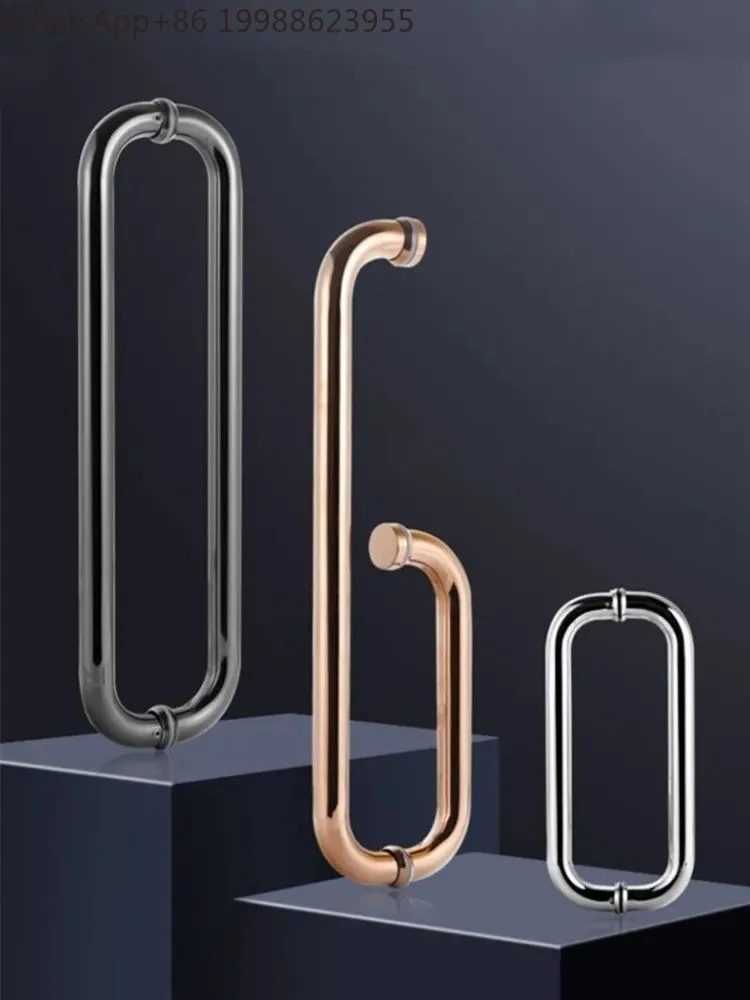 304 Stainless Steel Glass Door Handle Bathroom Handrail Sliding Door Knob Door Double-sided Handles Furniture Hardware Fittings
