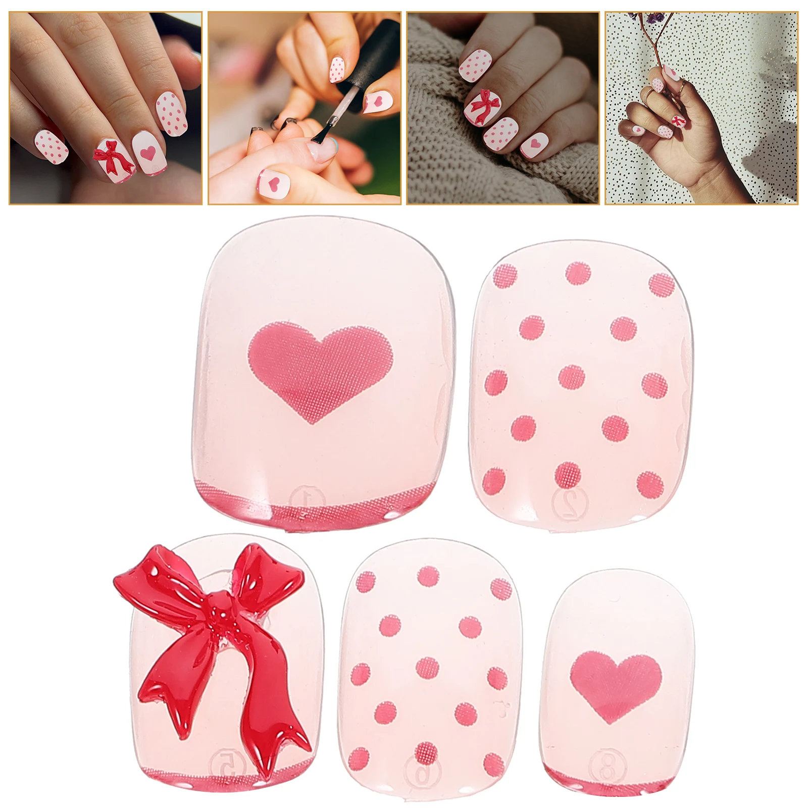 

24 Pcs Bow Nail Art Supplies Manicure False Nails Fingernails for Women Glue on