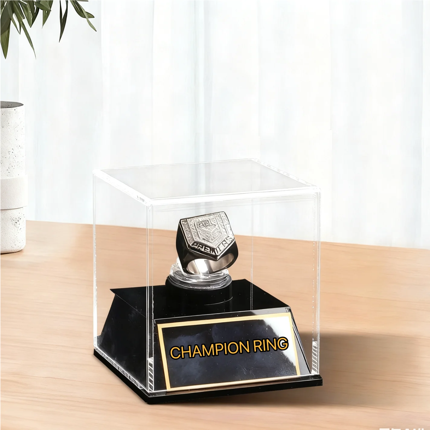

Exquisite Ring Display Box Customized Champion Ring Display Box Acrylic Plastic Box Customizable Logo and Name Size 8 * 8 * 9cm