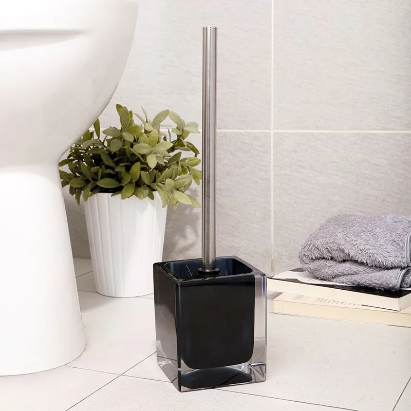 

Fashion Black Square Resin Base Stainless Steel Handle Toilet Brush Bathroom Hardware Sets