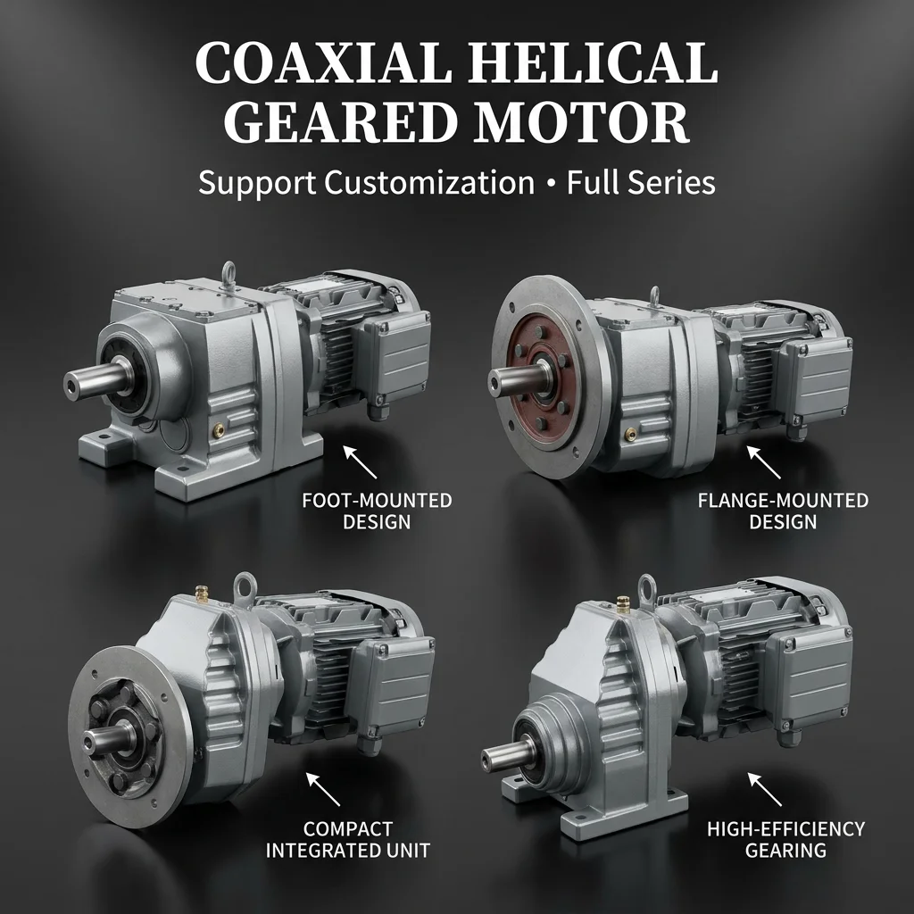 R Series Coaxial Helical Gear Motor  Inline Helical Gearbox Speed Reducer with AC Three Phase Motor
