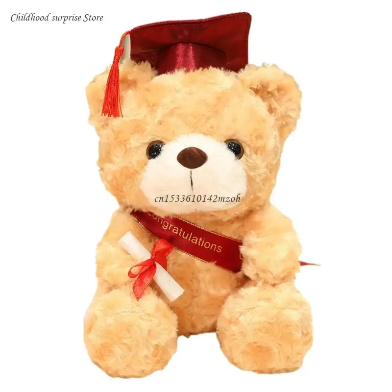 Graduation Bear Shaped Statue 23cm Soft Cotton Filled Plush Decoration Dropship