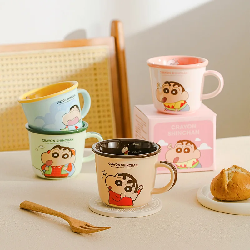 340ML Kawaii Crayon Shin-Chan Anime Hobby Cartoon Ceramic Mug Home Breakfast Milk Cup Give Gifts To Girlfriend