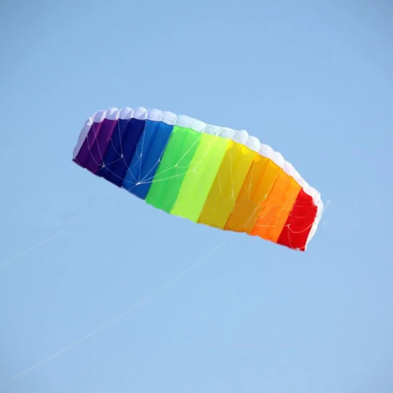 Kostenloser Versand Regenbogen Dual Line Stunt Power Kite für Erwachsene fliegen Kites urf Anfänger Kite Esports de Brinquedo Cerf-Volant Spaß