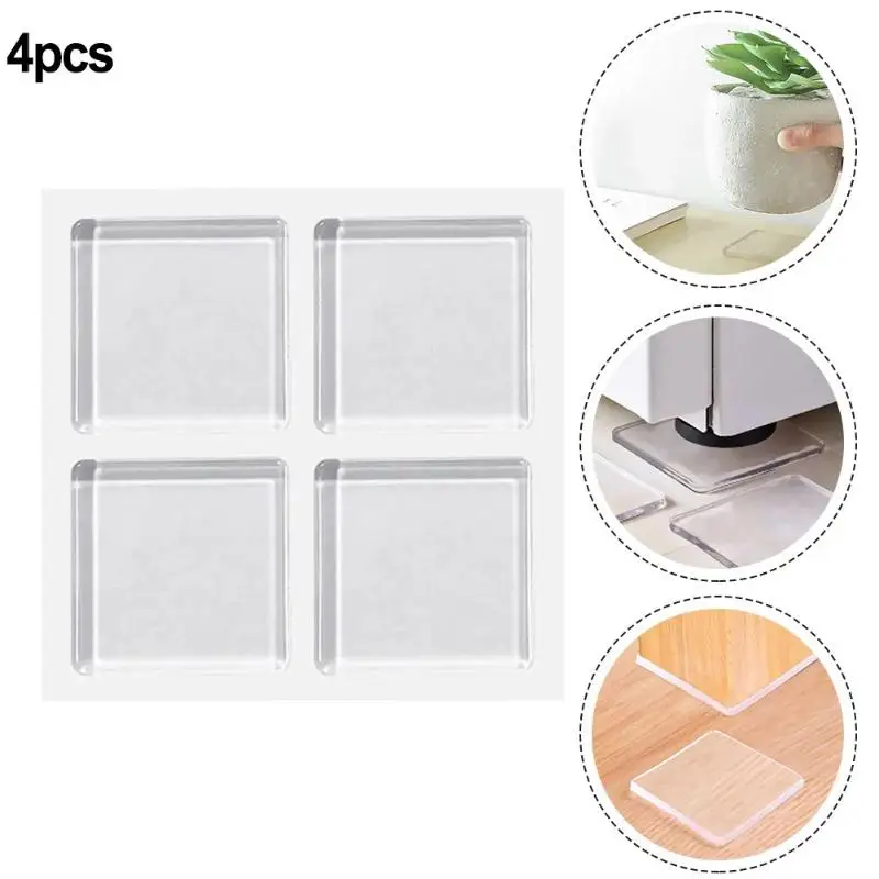 Household Washing Machine Anti Vibration Pad 4Pcs Transparent Self-adhesive Silent Shockproof Protection Cushion