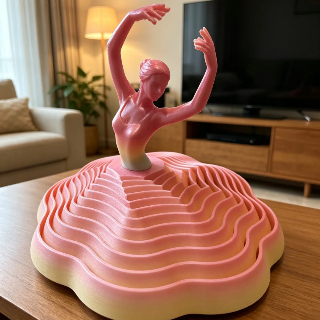 2026 New Models 3D Printing Ballet Dancers Handicrafts PLA Plastic Twirling Decompression Desktop Decor Polygonal Carrot Tower
