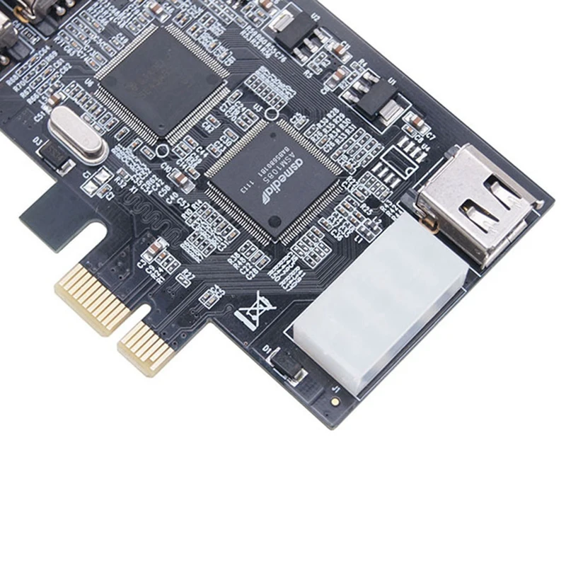 PCI-E 1X IEEE 1394A 4พอร์ต (3 + 1) อะแดปเตอร์ Firewire 1394การ์ด FireWire สีดำ PCIe + 6 PIN เป็น4 PIN 1394สาย