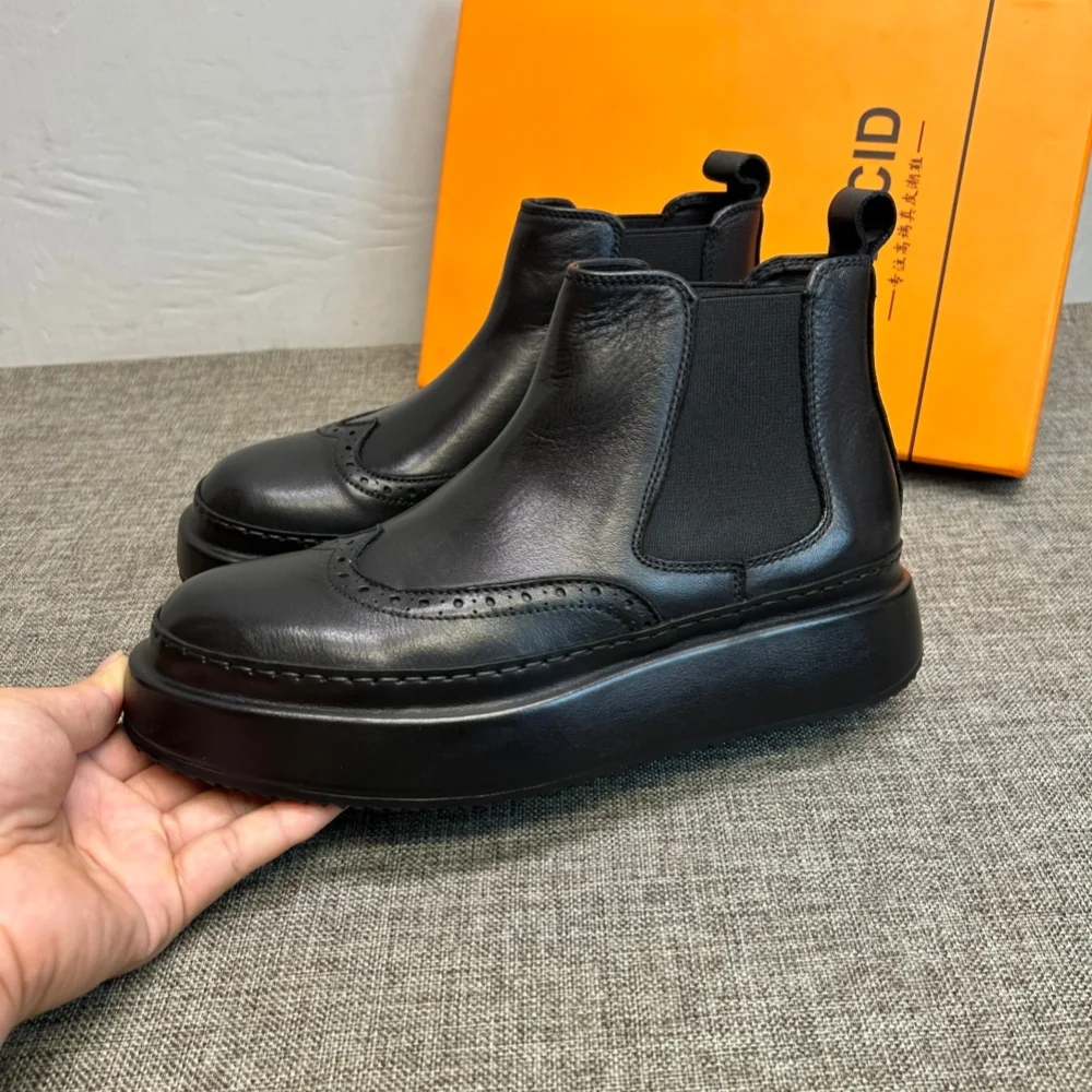 

Chelsea boots men's new high-top shoes men's fashionable shoes leather foot cover casual shoes men's short boots