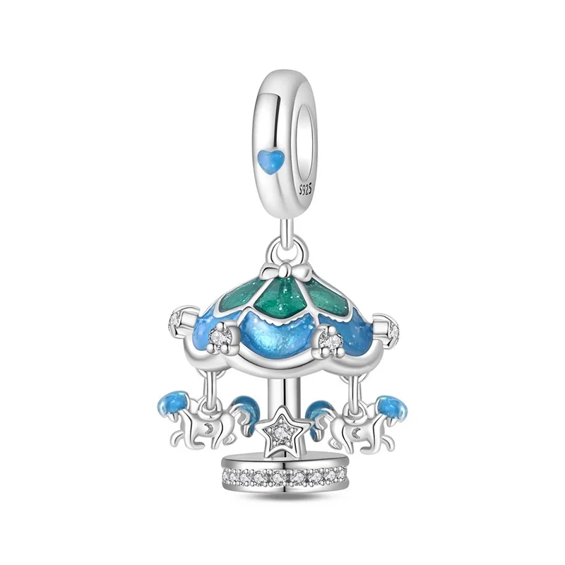 

New 925 Sterling Silver Coastal Carousel Charms Pendant For Women Fit Original Bracelet DIY Birthday Party Jewelry Gifts