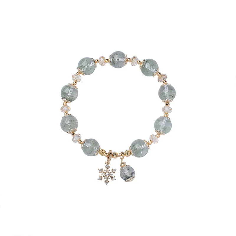 Green Phantom Quartz Bracelet Women's Snowflake Accessories Light Luxury High-End Sensediy Natural Crystal Bracelet