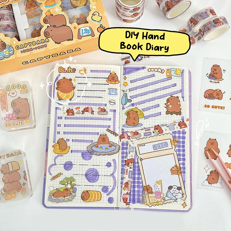 1Set Lovely Capybara Cartoon Sticker Cute Creative Children Stationery Hand Account Stickers DIY Decoration Stickers Gifts