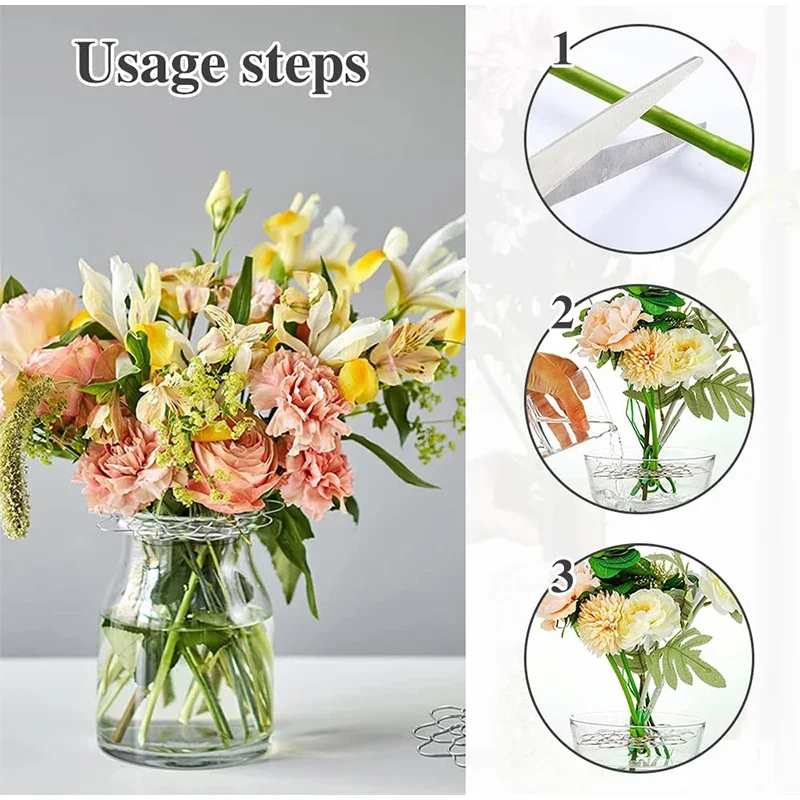 3 Pcs Stainless Steel Wire Flower Arrangement Tool Reusable Flower Vase Flower Grid Arranging Flower Vases Plant Flowers Grids